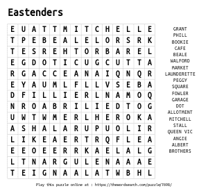 Word Search on Eastenders