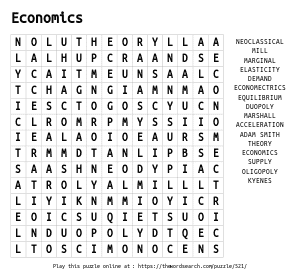 Word Search on Economics