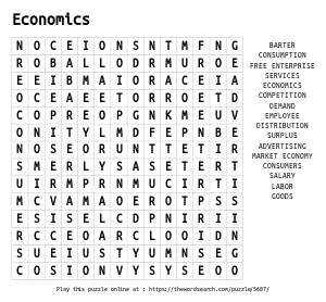 Money, Free Word Search Puzzle Worksheets