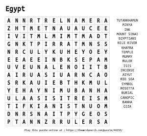 Word Search on Egypt