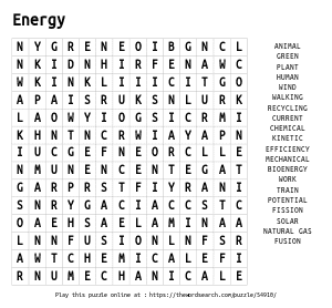 Word Search on Energy