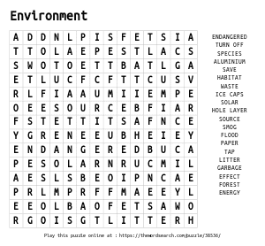 Word Search on Environment