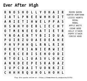 Word Search on Ever After High