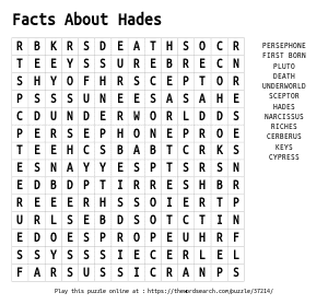 Word Search on Facts About Hades