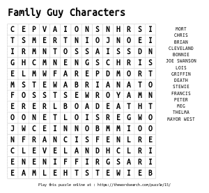 The Simpsons Characters Word Search