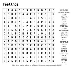 Word Search on Feelings