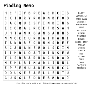 Word Search on Finding Nemo