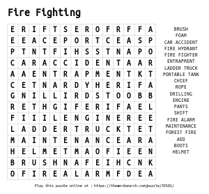 Word Search on Fire Fighting