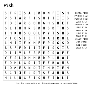 Word Search on Fish