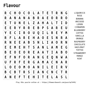 Word Search on Flavour