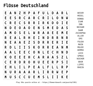 Word Search on FlÃ¼sse Deutschland