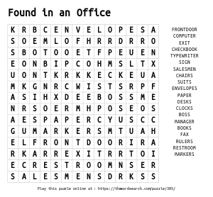 Word Search on Found in an Office