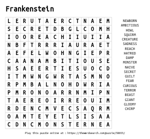 Word Search on Frankenstein