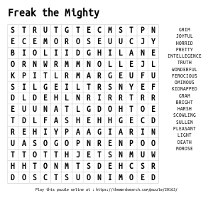 Word Search on Freak the Mighty