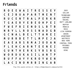 Word Search on Friends