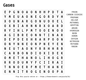 Word Search on Gases
