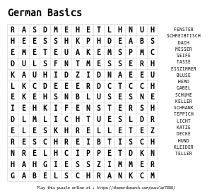 Word Search on German Basics