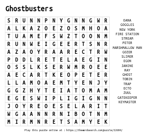 Word Search on Ghostbusters