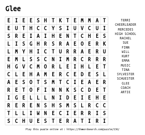 Word Search on Glee