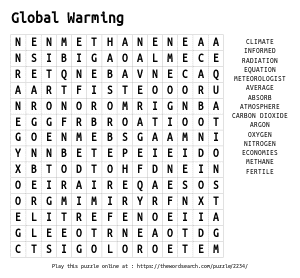 Word Search on Global Warming