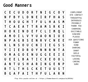 Word Search on Good Manners