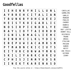 Word Search on Goodfellas