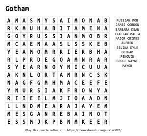 Word Search on Gotham