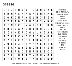 Word Search on Grease