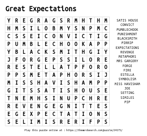 Word Search on Great Expectations