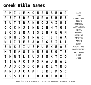 Word Search on Greek Bible Names