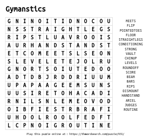 Word Search on Gymanstics