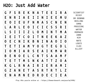 Word Search on H2O: Just Add Water