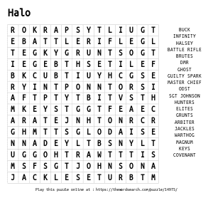 Word Search on Halo