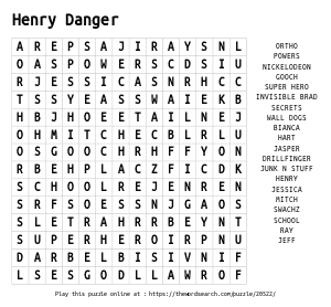 Word Search on Henry Danger