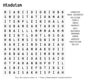 Word Search on Hinduism