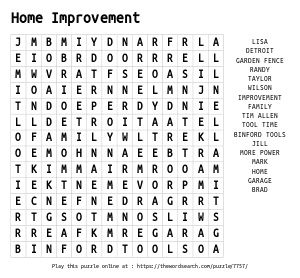 Word Search on Home Improvement