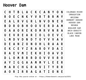 Word Search on Hoover Dam