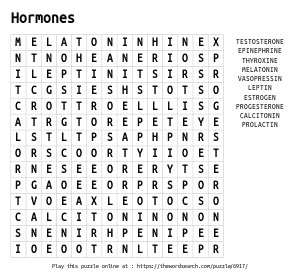 Word Search on Hormones