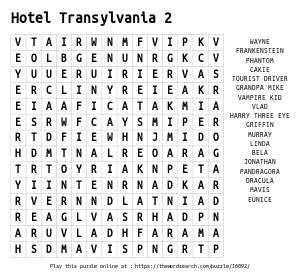 Word Search on Hotel Transylvania 2