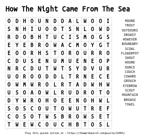 Word Search on How The Night Came From The Sea