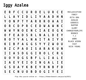 Word Search on Iggy Azalea