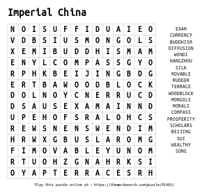 Word Search on Imperial China