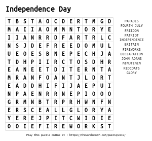 Word Search on Independence Day