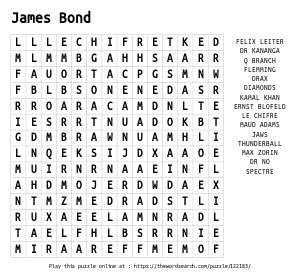 Word Search on James Bond