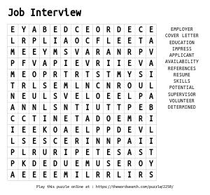Word Search on Job Interview