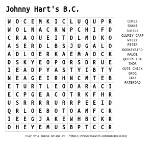 Word Search on Johnny Hart's B.C.