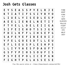 Word Search on Josh Gets Glasses