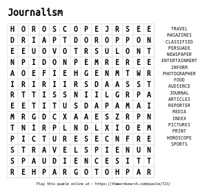 Word Search on Journalism