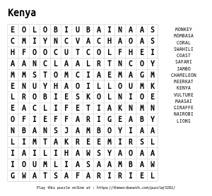Word Search on Kenya