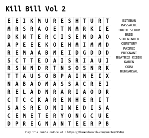 Word Search on Kill Bill Vol 2